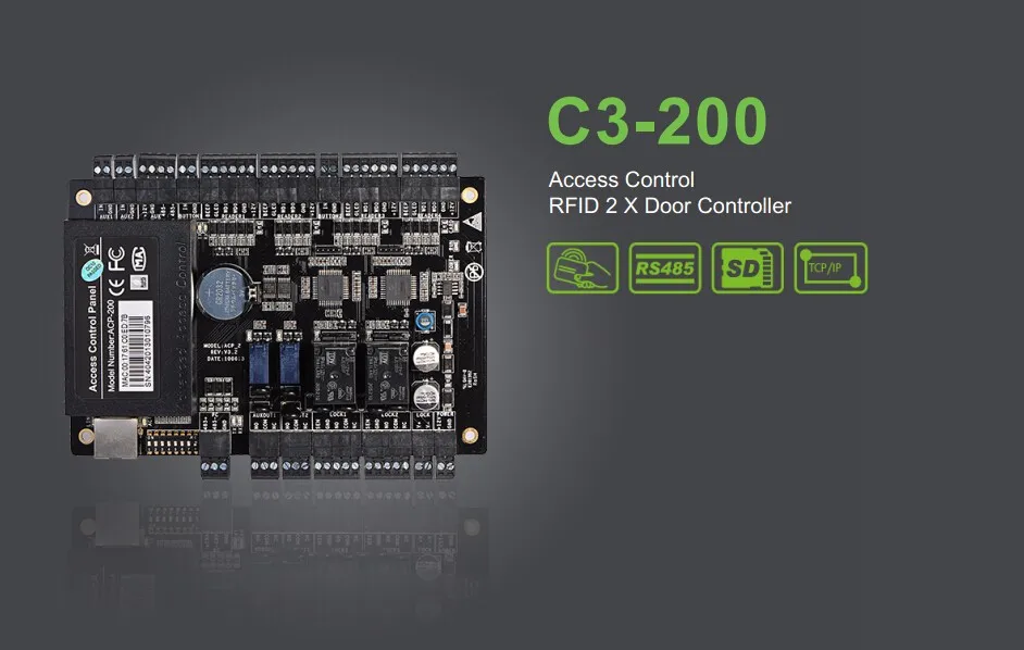 ZK панель управления доступом для 2 дверей/система охраны входа C3 200|access control|panel