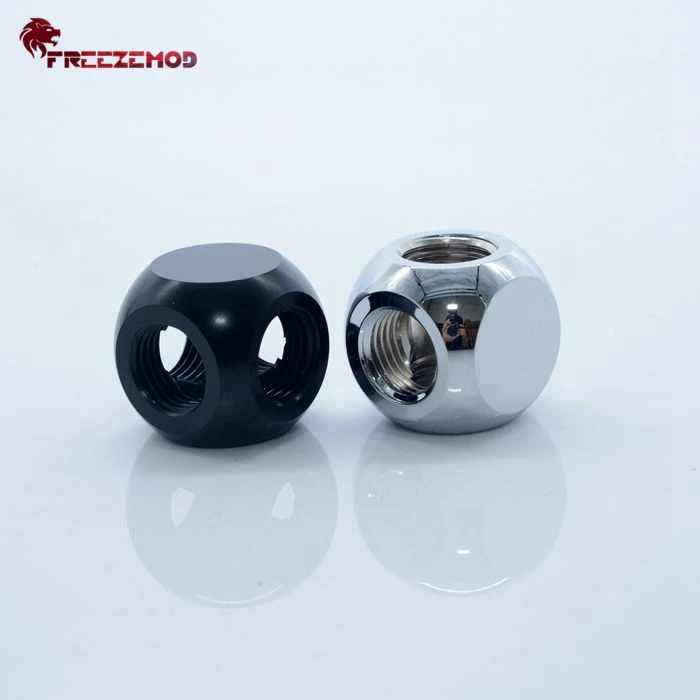FREEZEMOD G1/4 ''cube Black brass 4 сторонний адаптер для компьютерной системы водяного