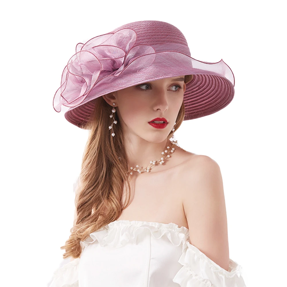 Женские шляпки с цветами FS фиолетовые и розовые винтажные для свадебного платья