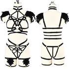 Перьевые эполеты Готический тела жгут большой уплотнительное кольцо жгут Комплект с бюстгальтером и Сексуальное белье эластичная Регулировка стринги Свадебные нога подвязки