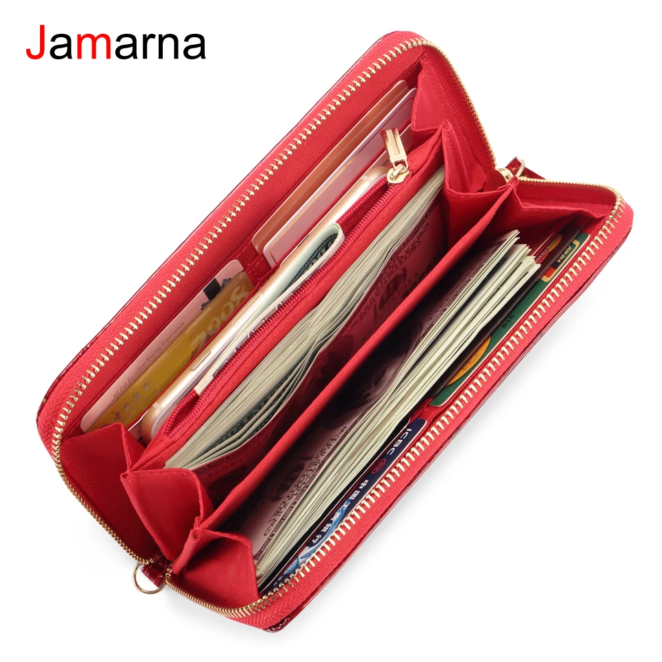 Jamarna кошелек женский из натуральной кожи женские кошельки на молнии красный
