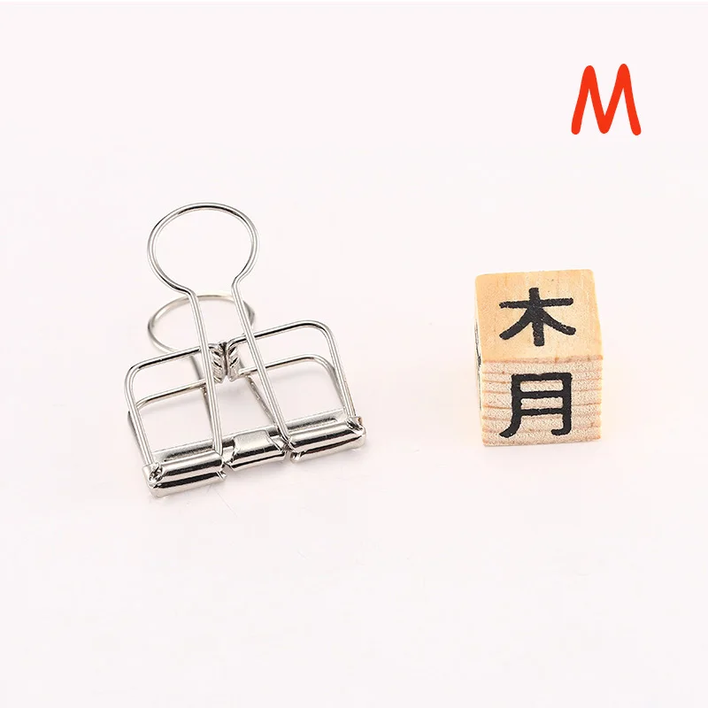M Silver 1 шт. Новинка сплошной цвет полый металлический зажим для связывания s m l Примечания Письмо Бумага зажим s m arking офисные канцелярские принадлежности - Цвет: M Silver