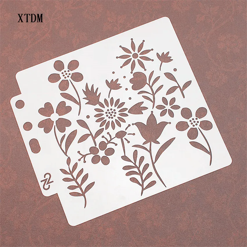 Leaves and flowers plastic mold shield DIY cake scrapbook stencils hollow Embellishments printing lace ruler Valentine's Day | Дом и сад