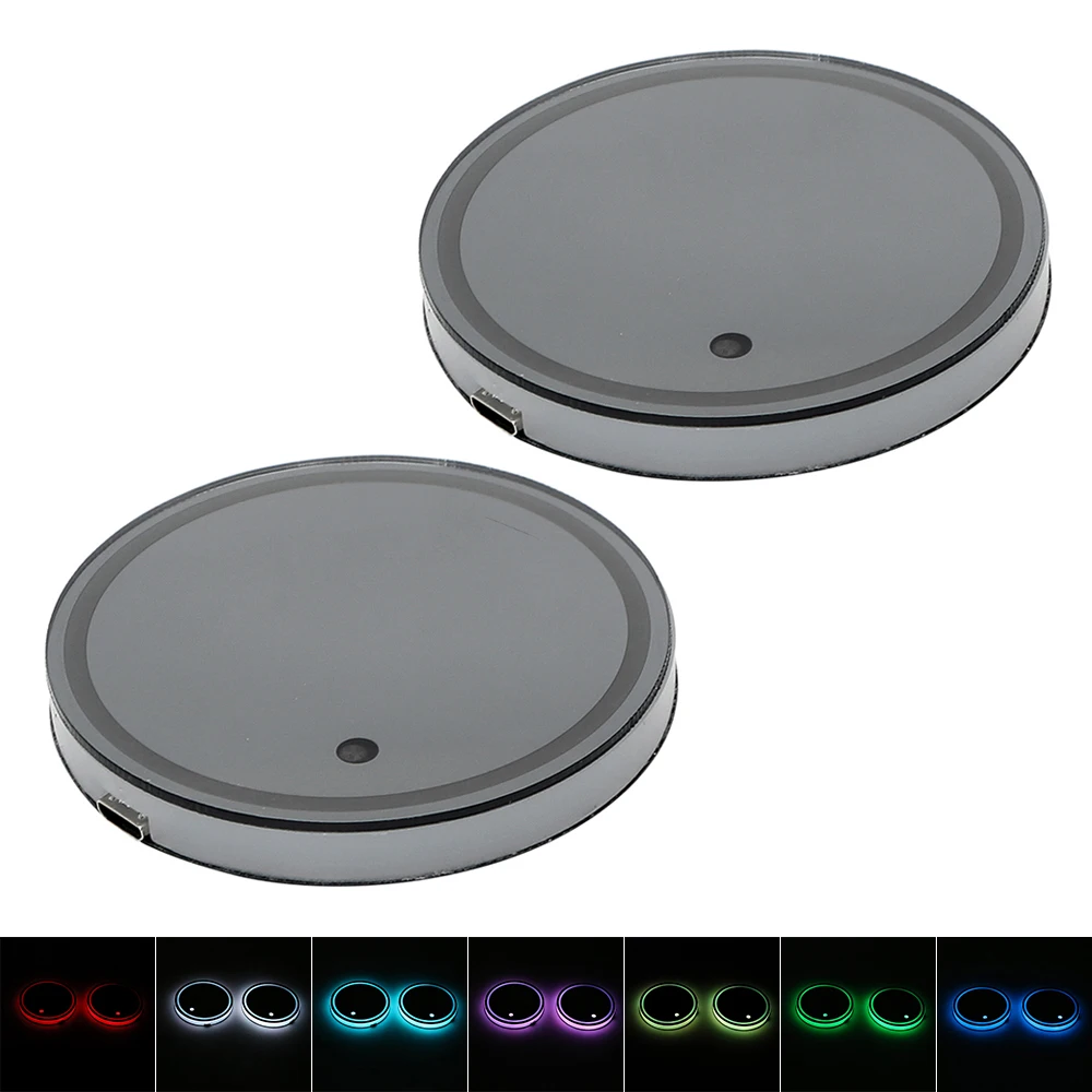 2 предмета напиток Pad 5 цветов USB зарядка атмосфера автомобильный подстаканник