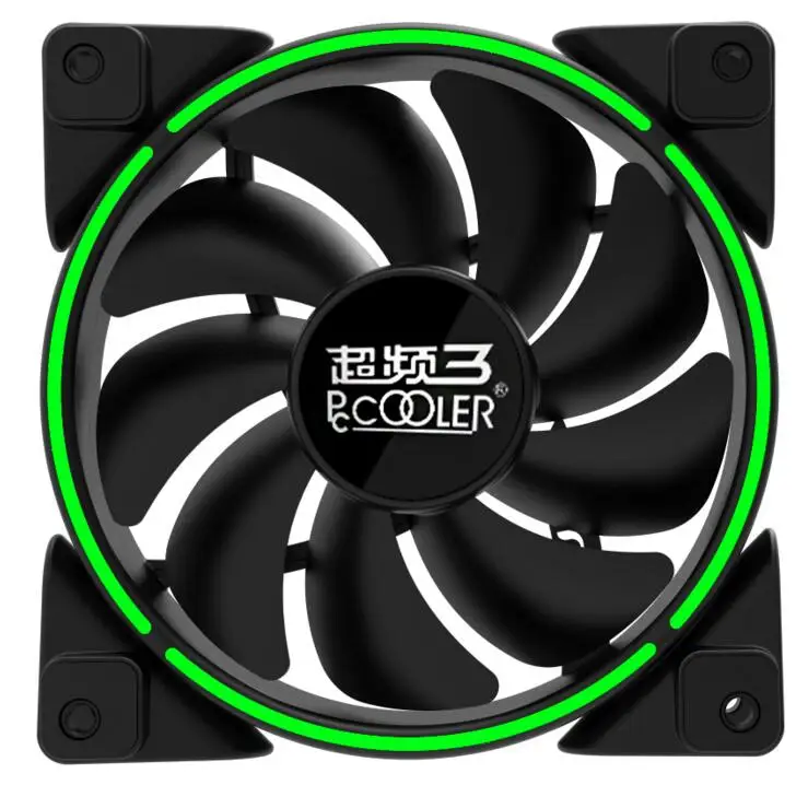 Зеленый PCcooler, 12 см, чехол для компьютера, вентилятор охлаждения, светодиодный, кольцевой вентилятор, тихий, 120 мм, светодиодный, красный, синий, зеленый, белый, светильник, направляющее кольцо, корпус ПК, бесшумный вентилятор - Цвет лезвия: Зеленый
