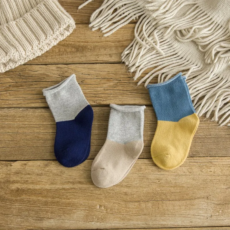 

6 Pieces/lot=3Pairs Cotton New Born Baby Socks Short Socks Girls and Boys Patchwork Color Infants Soft Bowing Socks