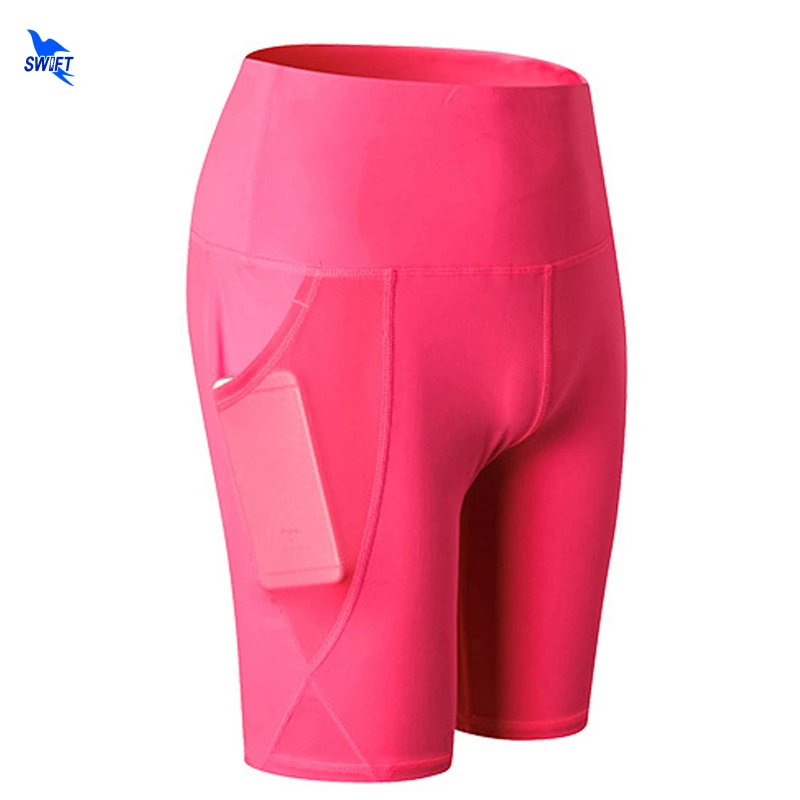 

High Waist Elastic Yoga Shorts Quick Dry Sport Running Leggings Workout Mesh Pockets Jogging Tights Fitness Athletic Sportswear