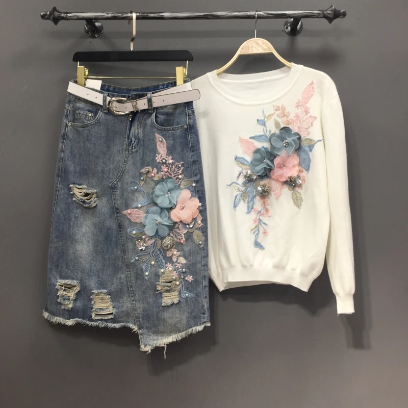 Pullover Sweater Woman 2018 Autumn New Women's Loose Three-dimensional Flower Embroidery Sequin Sweaters Knit Coats | Женская одежда
