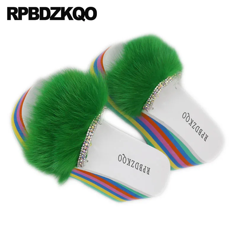 Сандалии женские на танкетке дизайнерские шлепанцы натуральный мех норки енота 5