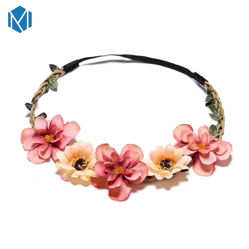 Style B color 3 MISM сладкий цветок корона свадебный веночек Свадебные гирлянды регулируемые аксессуары для волос пляж Wianek Kwiatowy Бохо эластичная повязка на голову - Цвет: Style B color 3