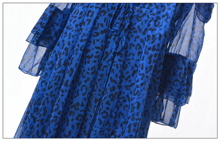 HIGH STREET Новая Мода Взлетно посадочной полосы дизайнерское платье женская с длинным рукавом леопардовым принтом асимметричное