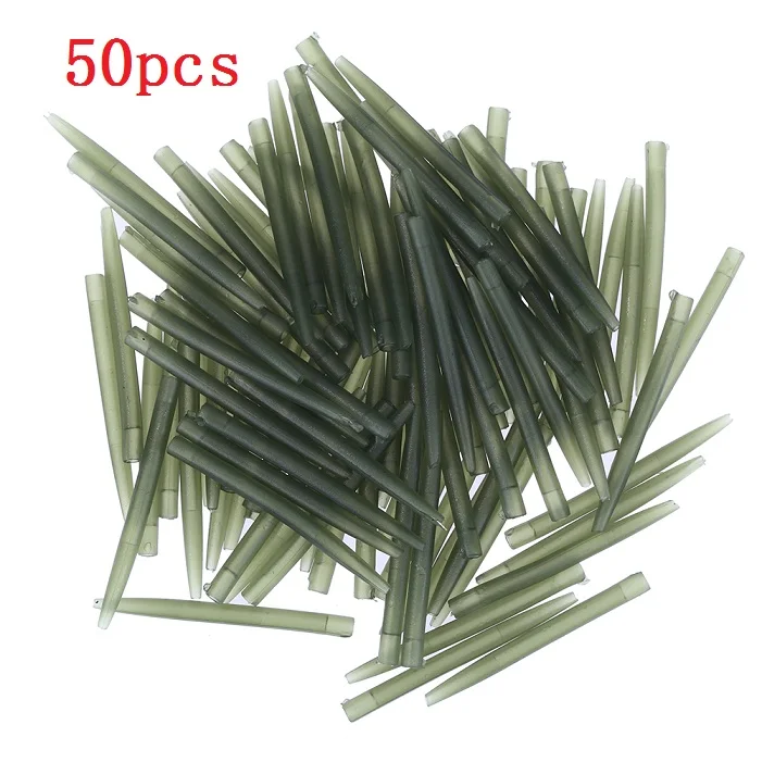50pcs 100 шт. рукав для рыболовного крючка, трубчатая втулка для волос, Выравнивающая втулка, мягкая, анти-спутывание, позиционер, Клеммная снасть, аксессуары для ловли карпа - Цвет: 50pcs