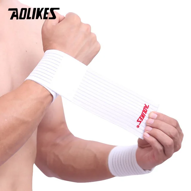 AOLIKES 1 шт., повязка на запястье для мужчин и женщин, эластичная повязка на руку, ремешок на запястье, обертывание, фитнес-браслет, спортивный, для спортзала, поддержка, защита на запястье - Цвет: White