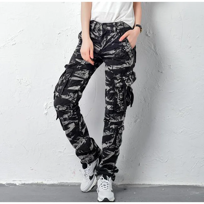 New women cargo pants trousers Straight overalls for womens camouflage pants