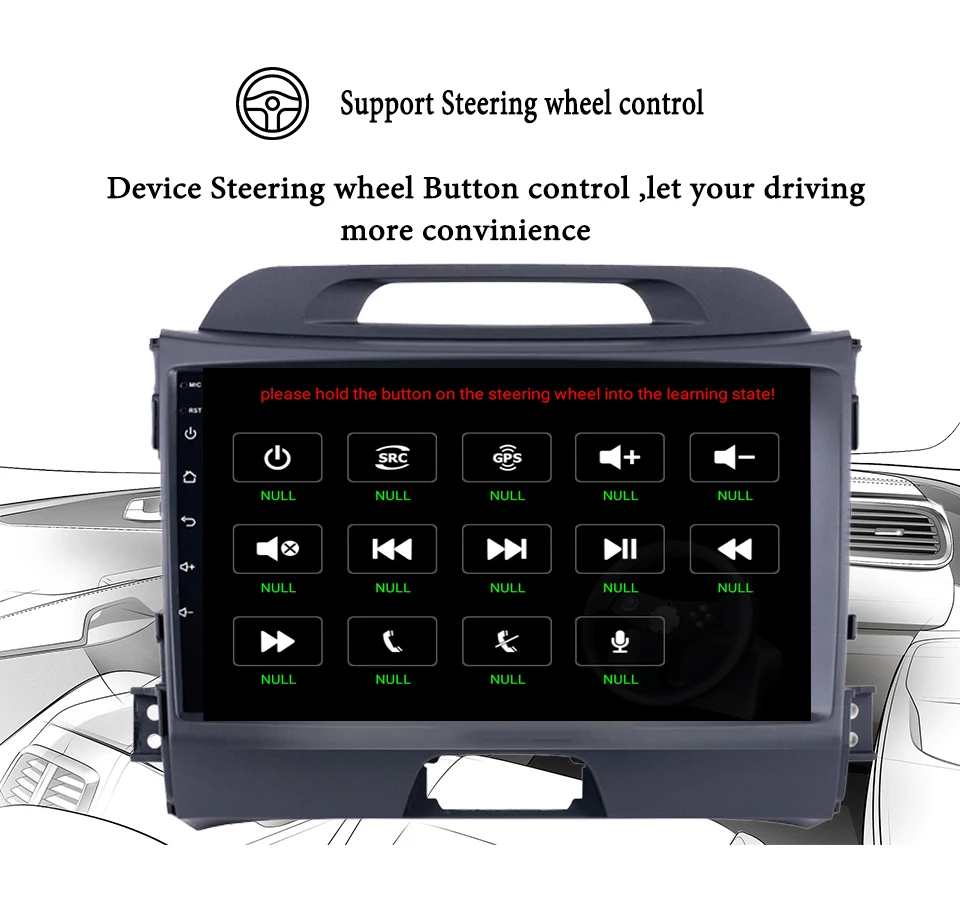 2 Din Android 10 0 Автомобильный GPS навигатор Bluetooth wifi 4G для KIA Sportage 2010 2015 9 дюймов IPS экран