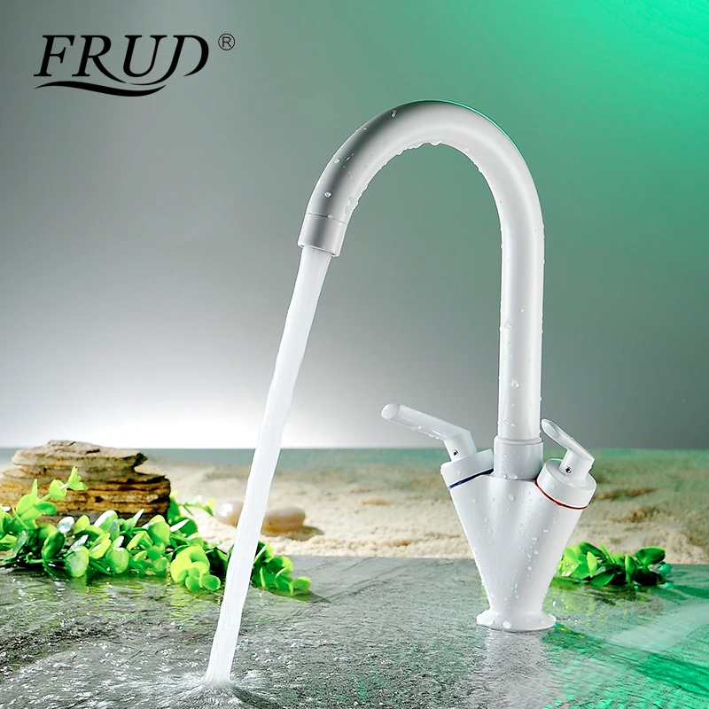 Frud кухонный смеситель для раковины белый термостатический фарфор один держатель
