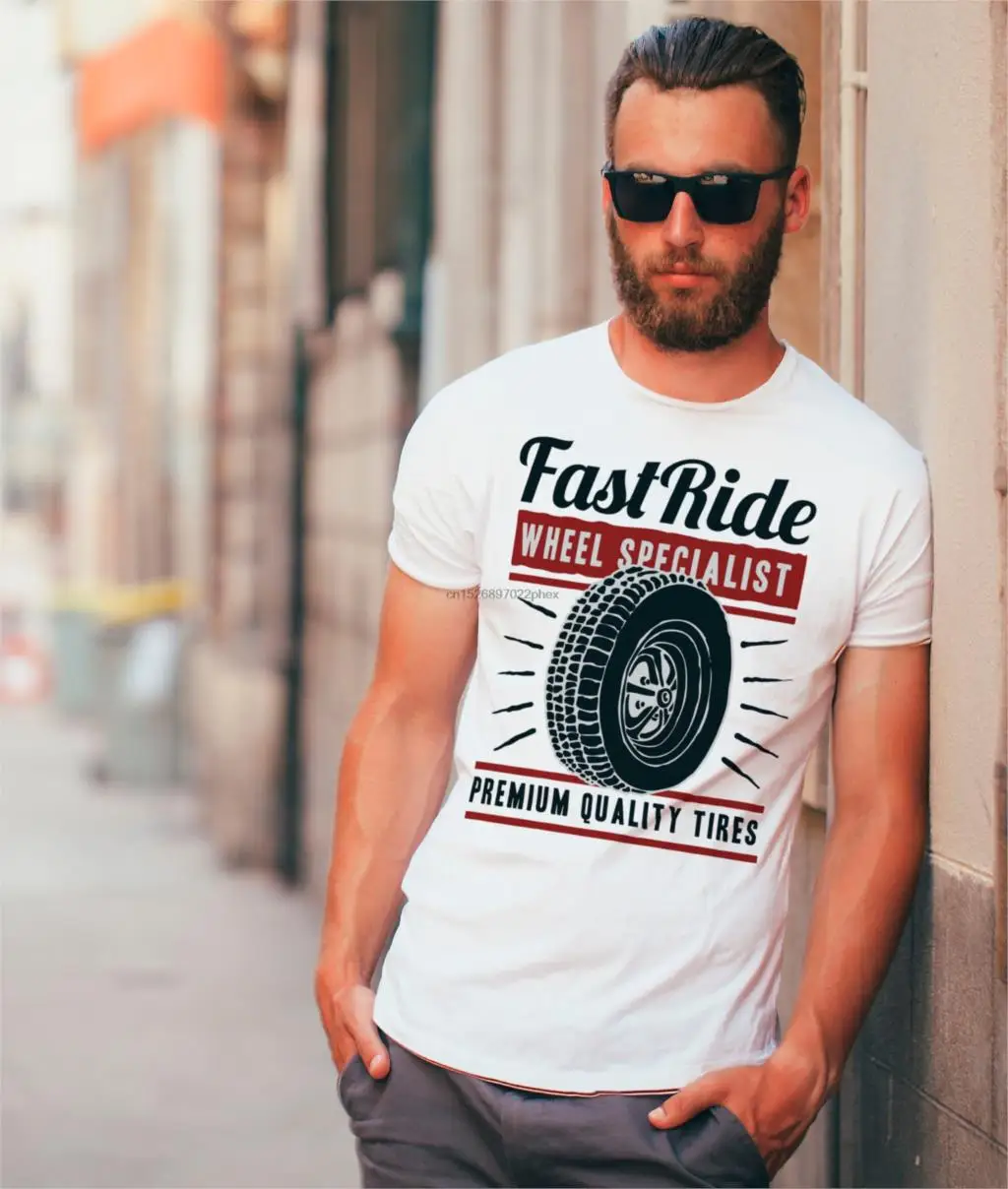 Футболка Fast Ride с изображением специалиста по производству шин качественная