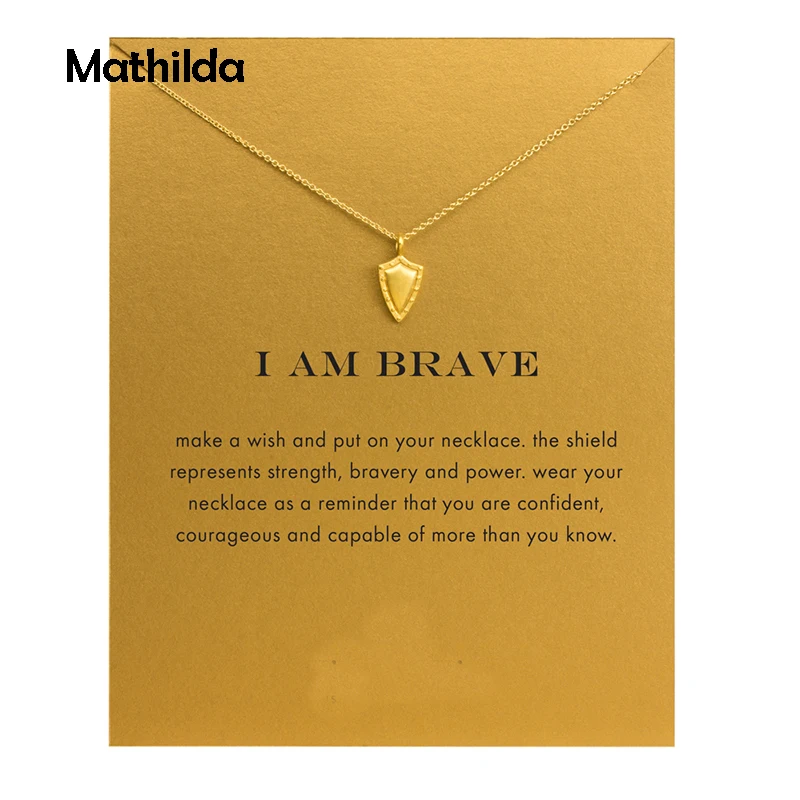 

Лидер продаж, ожерелье «I Am Brave Shield», ожерелье с золотой подвеской, массивное ожерелье на цепочке до ключиц, женское ювелирное изделие T0296