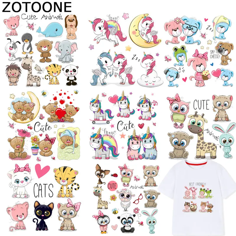 ZOTOONE Мультяшные животные утюжок на заплатках милые наклейки с единорогом