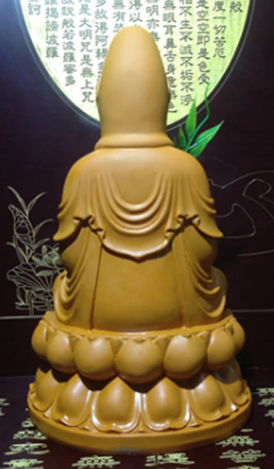 Семейная буддистская ручная работа Гуаньинь сидящая на статуе Будды лотоса|yin| |