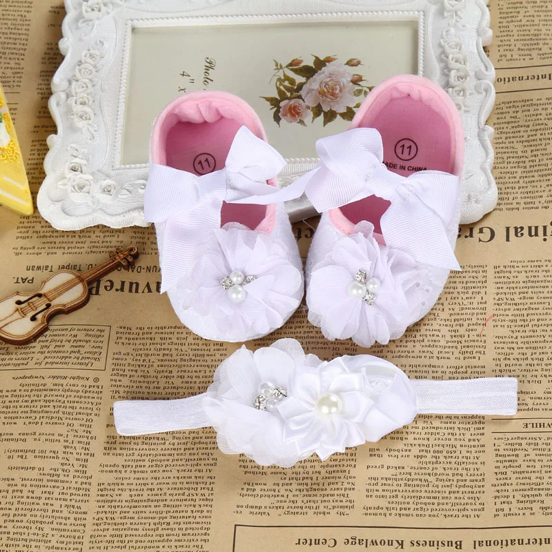 2016 Ballerina Booties shoes baby girl headbands set Soft soled vintage crib first walker sapatinhos de bebes meninos |