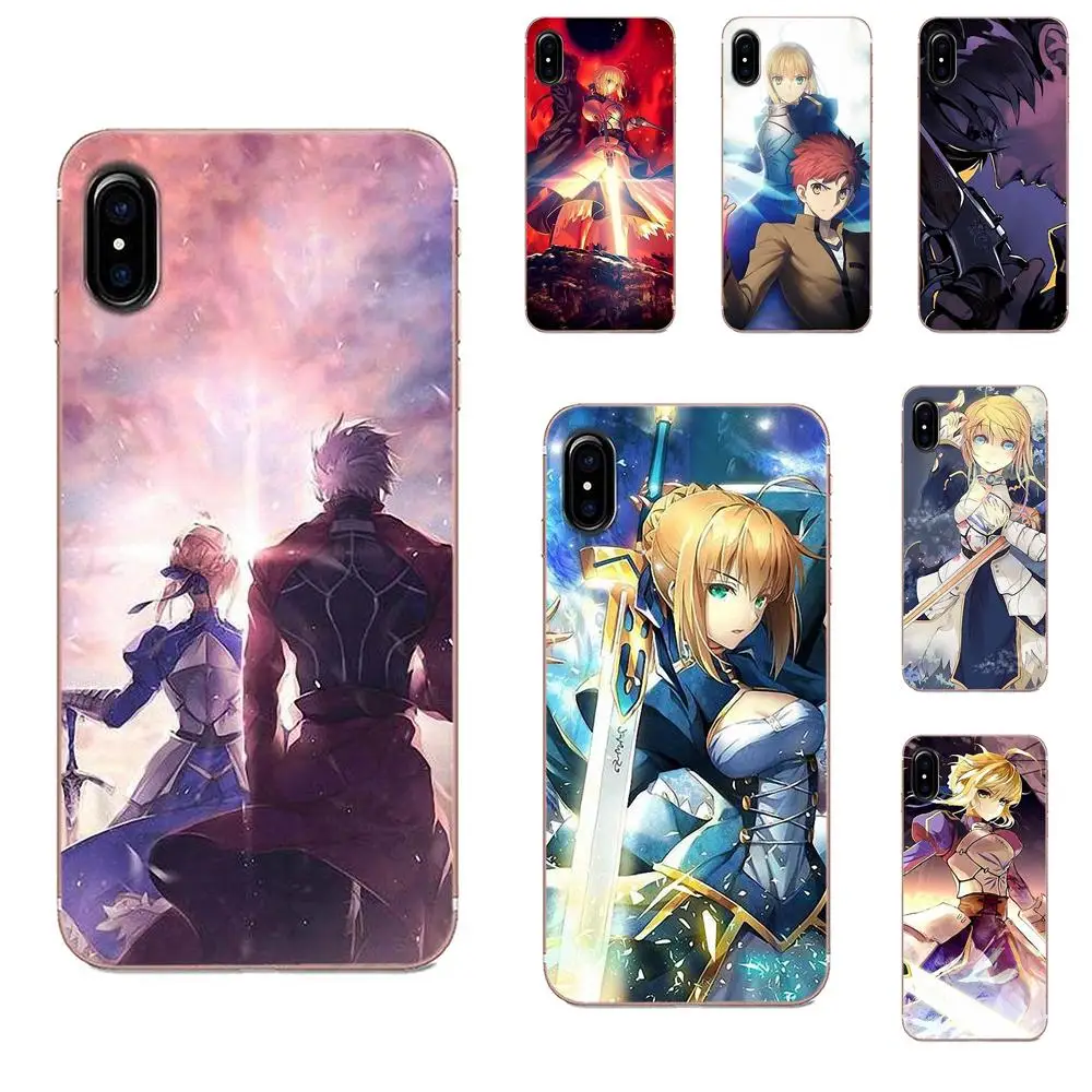 Прозрачный чехол для Apple iPhone 4 4S 5 5C 5S SE 6 6S 7 8 Plus X XS Max XR Fate Zero Stay Night Saber|Чехлы-накладки|