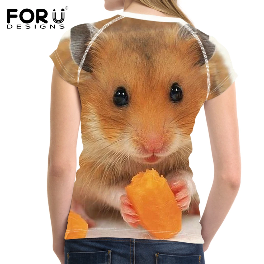 FORUDESIGNS/женские футболки, милые футболки с короткими рукавами для хомяка, женская брендовая красочная футболка Harajuku с 3D принтом, женская футболка, Camisetas