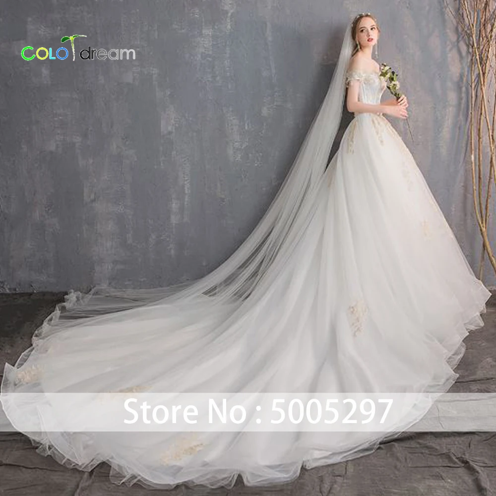 Свадебное платье трапециевидной формы со шлейфом vestido de novia простое кружевное без