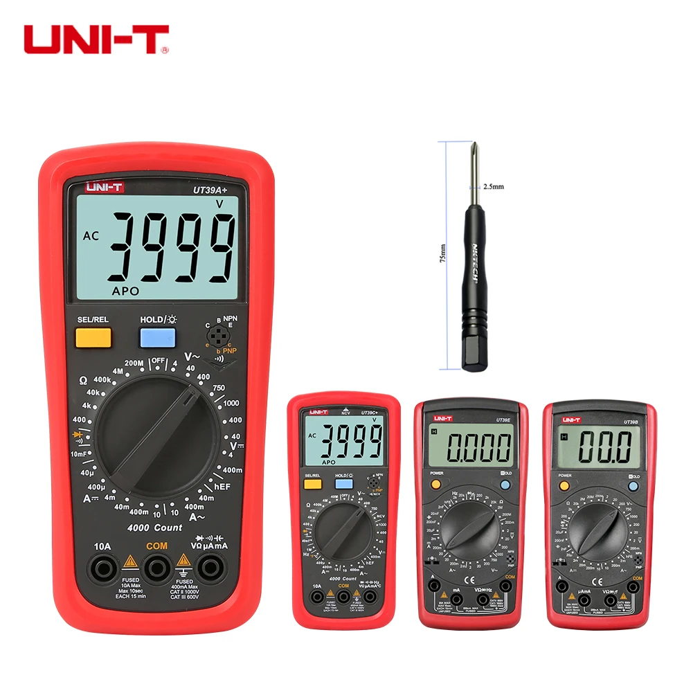 UNI T Цифровой мультиметр UT39A + UT39B UT39C UT39E тестеры сопротивления напряжения