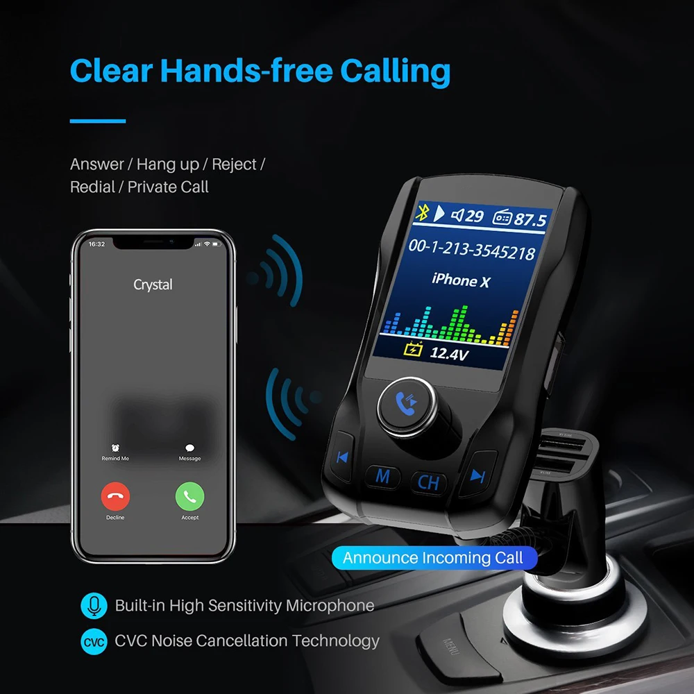 Nulaxy Fm передатчик Bluetooth Hands free Автомобильный MP3 плеер fm модулятор Поддержка USB Flash