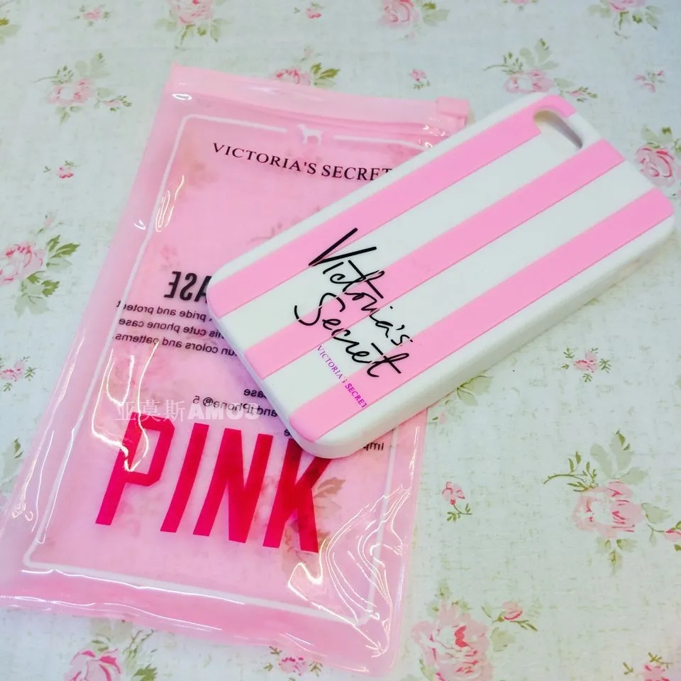 1pc free shipping Victoria/'s Secret PINK Luxe Soft Rubber Stripe Case Covers For Apple iPhone 5 5G 5S 4 4G 4S |