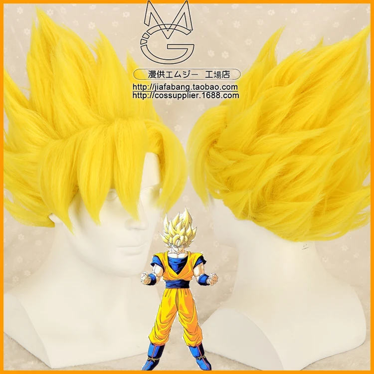 Драконий жемчуг Z GOKU Золотой Блонд уже stlye Аниме Косплей Костюм парик + бесплатная
