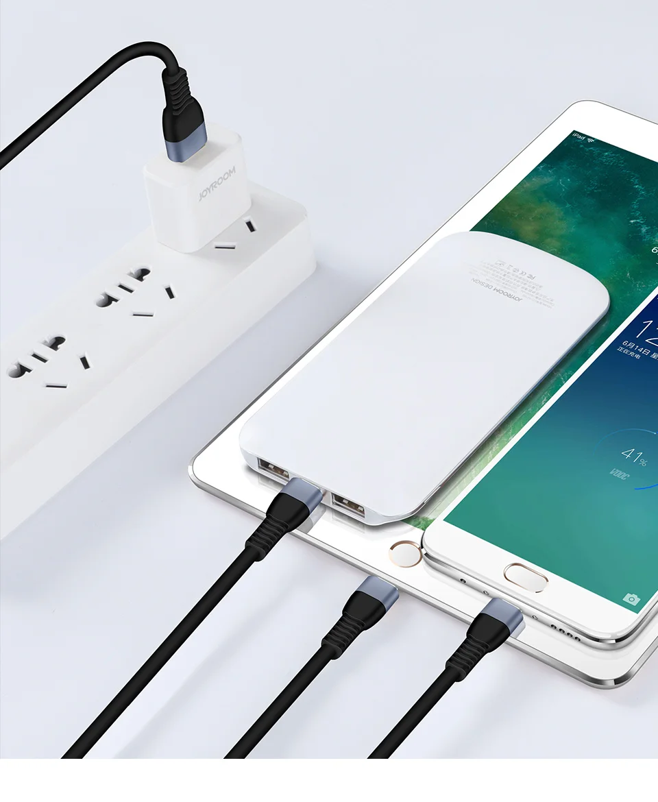 Joyroom 1,5 м Мобильный телефон передачи данных кабель Micro Тип usb C Lightning 3 в 1 USB кабель Android iOS быстро зарядный кабель