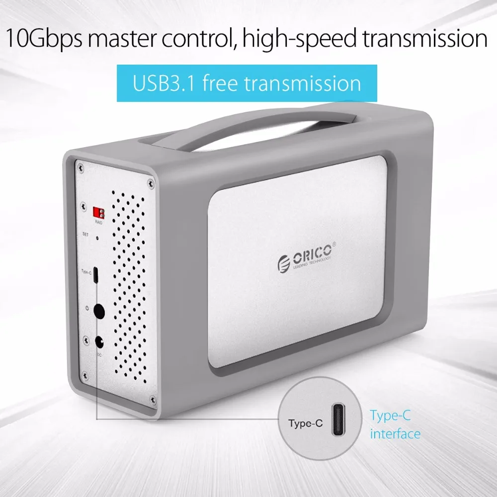 ORICO Тип C Dual bay корпус для жесткого диска с Raid 3 5 дюймов док станция USB3.1 силиконовый