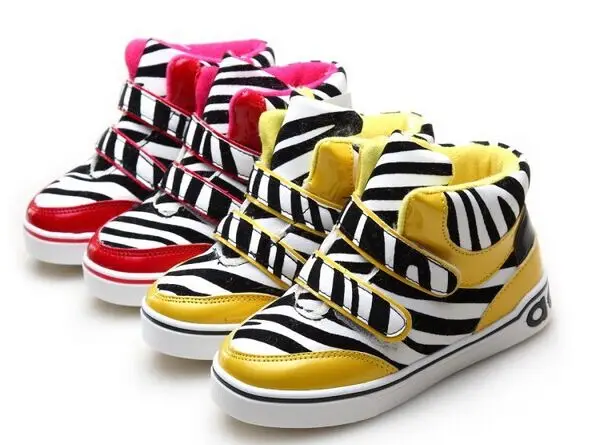 children boys girls winter boot princess leather sports shoes fashion sneakers skateboard patch stripe velvet plus fur | Детская одежда