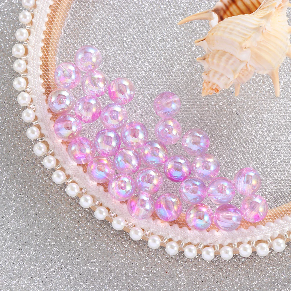 NEW 50pcs 8mm Colorful DIY Beads Round Acrylic Handmade Beads with Hole for Craft Making DIY Bracelet Necklace