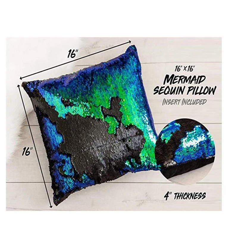 16 &quotx 16&quot Подушка Русалка чехол двухсторонняя Sequin Чехол сублимационная