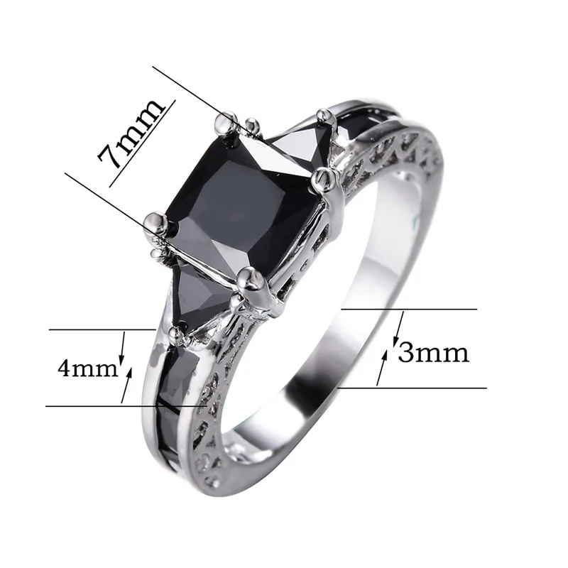 Винтажное модное квадратное кольцо из черного камня для женщин/мужчин свадебные