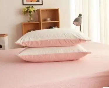 B WHITE PINK Модное однотонное хлопковое белье Наволочка для дома отеля постельное белье супер мягкий помпон наволочка свадебный подарок дизайн Подушка Чехол для пары 1/2 шт - Цвет: B WHITE PINK
