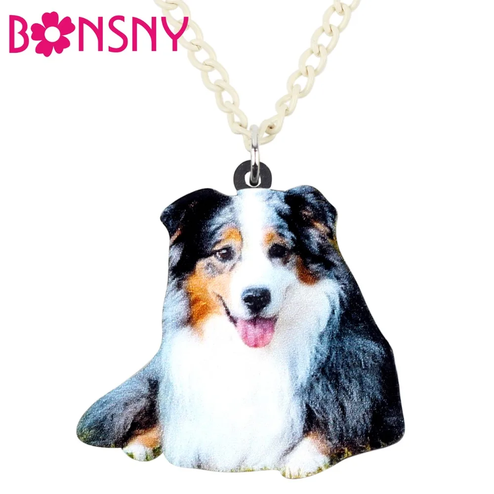 Bonsny акриловый счастливый Австралийский овчаг длинная цепочка чокер с животными