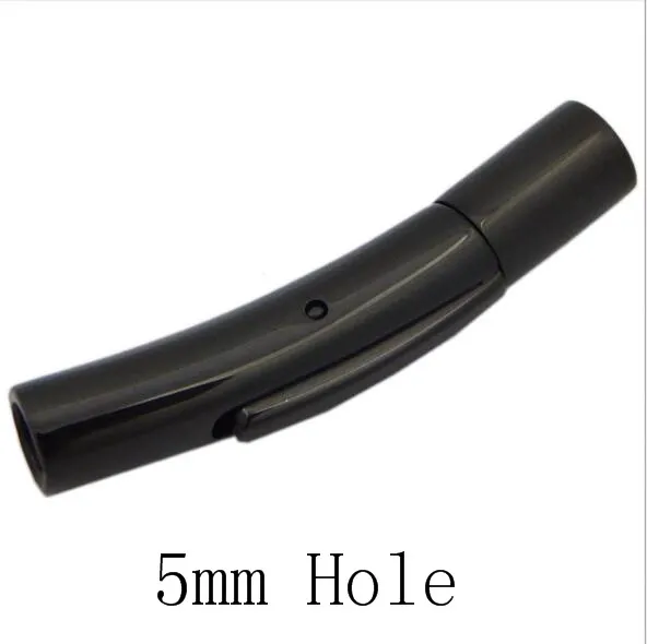 2 шт. 316L Золотой/черный Цвет Нержавеющая сталь ювелирные соединители детали 2/3/5/8/10/12 мм отверстие застежками для DIY кожаный шнурок для Подвески Браслет - Цвет: black 5mm