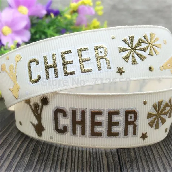 7/8 '✢ мм золото CHEER горячее тиснение и корсажная лента печатные ленты Одежда