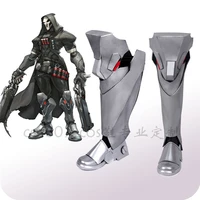 custom made cosplay shoes the hot game ow reaper cos silver boots cool style detachable a