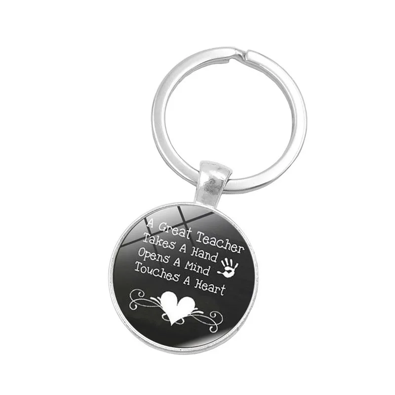 A Great Teacher Takes Hand Opens Mind and Touches Heart Shapes Future Keychain 2018 Teacher's Day Gifts Metal Key Chain Ring | Украшения