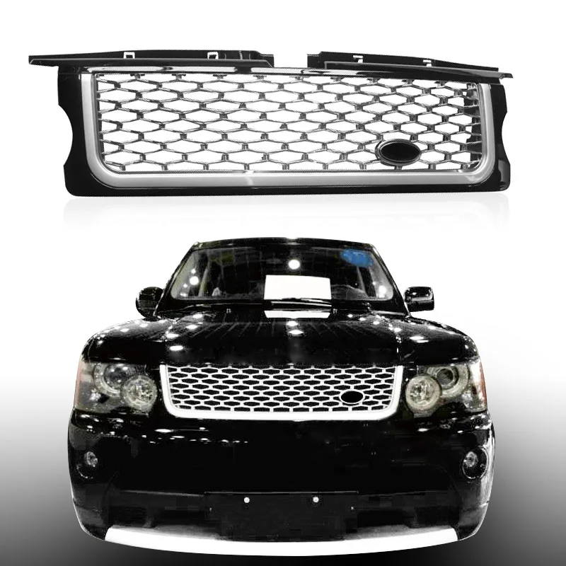 Черный Передний решетчатый гриль из АБС пластика подходит для Land Rover Range Sport 2006 2007