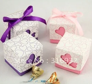 

M1 Free shipping, hollow out heart wedding favor box , 50 pcs /lot