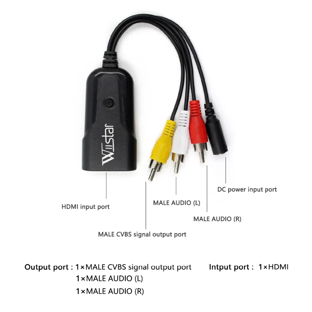 5 шт. WIISTAR HD 1080P для HDMI AV/RCA CVBS мини адаптер HDMI2AV Hdmi AV(CVBS) PS3/ПК/VCR/NTSC|Кабели HDMI| |