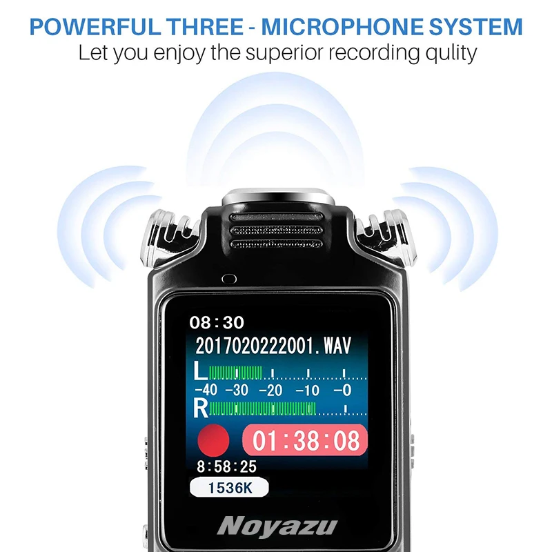NOYAZU V59 16G двойной микрофон Цифровой диктофон ручка Профессиональный MP3 плеер