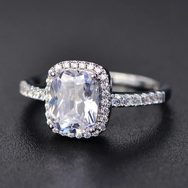 Colorful Big Stone Rings for Women Romantic Wedding Ring Silver Plated Jewelry Accessories European American High Quality | Украшения и