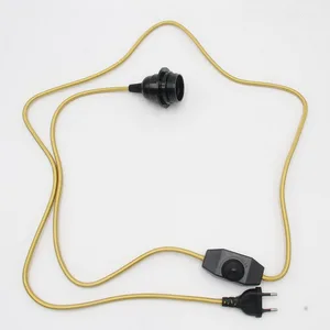 Винтажный шнур питания с евровилкой, 2 метра с диммером и патроном E27